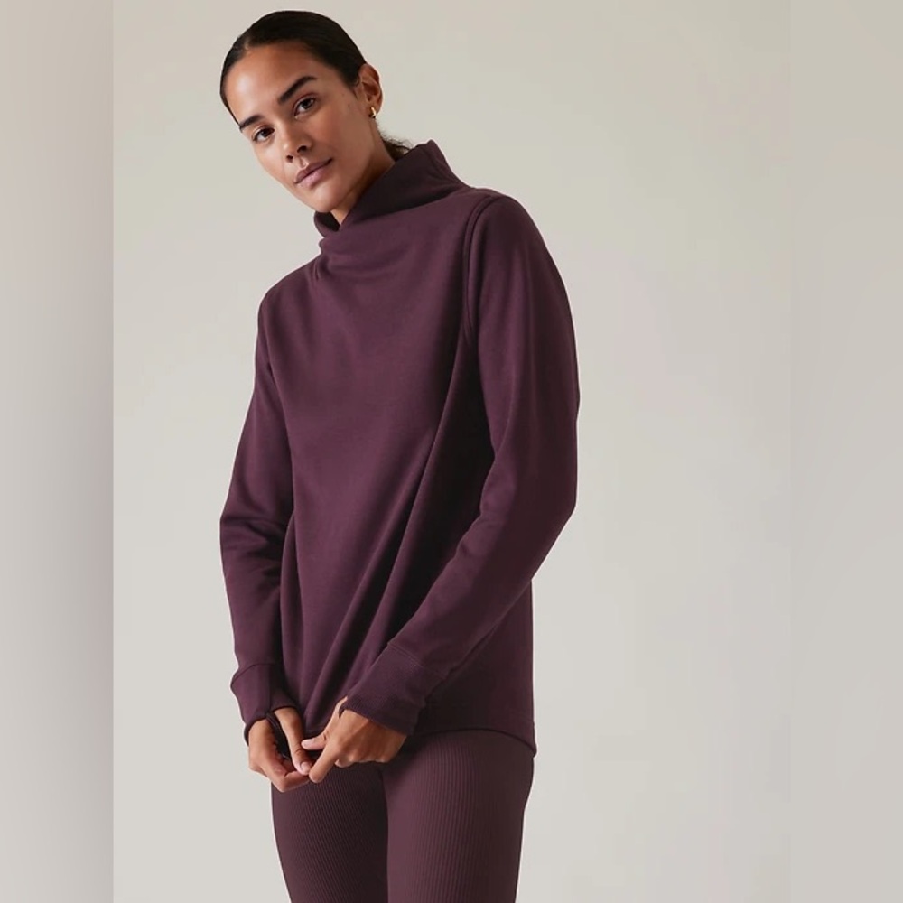 Athleta Cozy Karma Twist Neck Sweatshirt | Spiced Cabernet